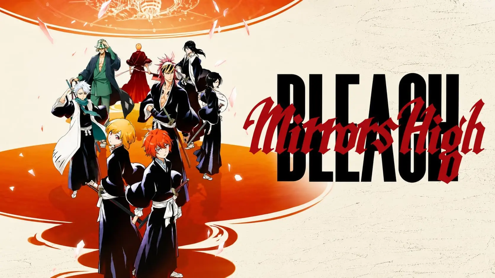 Arte oficial de BLEACH: Mirrors High con Ichigo Kurosaki y el elenco de la Guerra de Sangre de los Mil Años