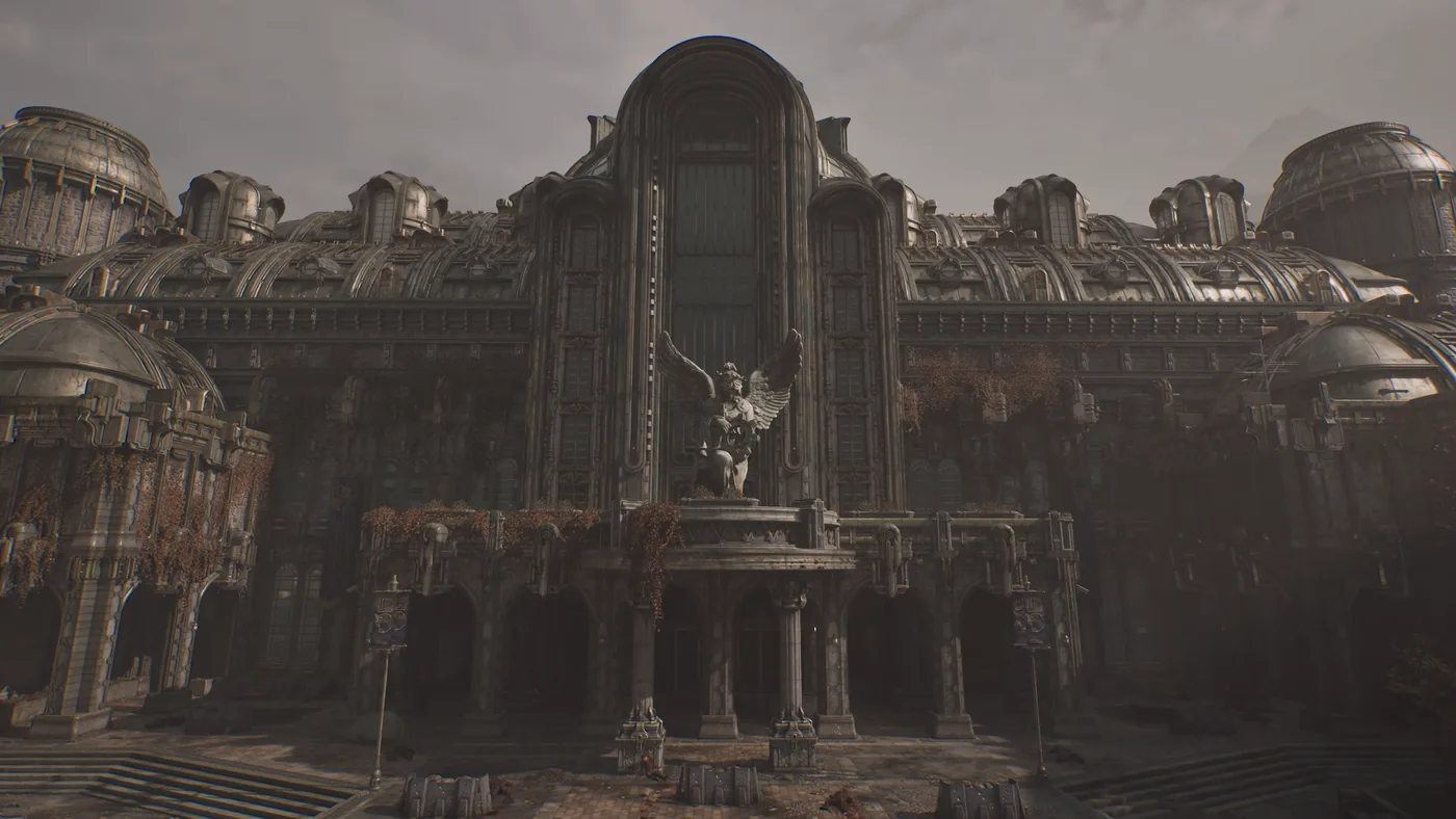 Gran edificio institucional con columnas y una estatua ecuestre en su escalinata