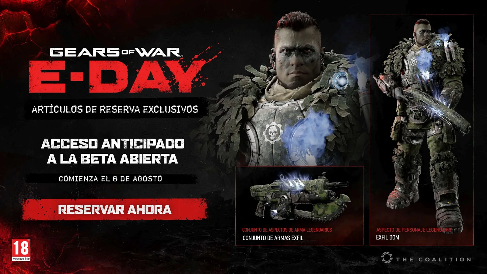 Artículos de reserva exclusivos de Gears of War: E-Day: acceso a la beta abierta, aspecto Exfil Dom y conjunto de armas Exfil