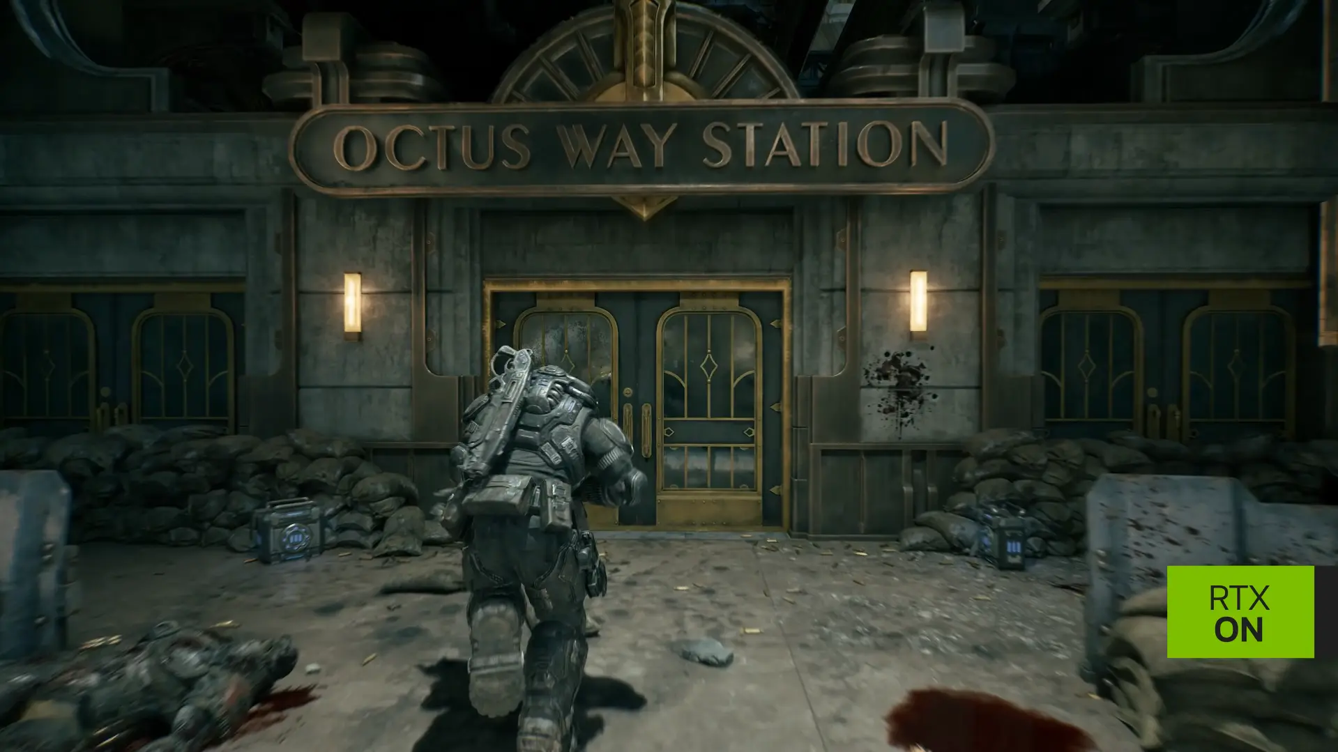 Un soldado COG avanza por un entorno detallado de Gears of War: E-Day