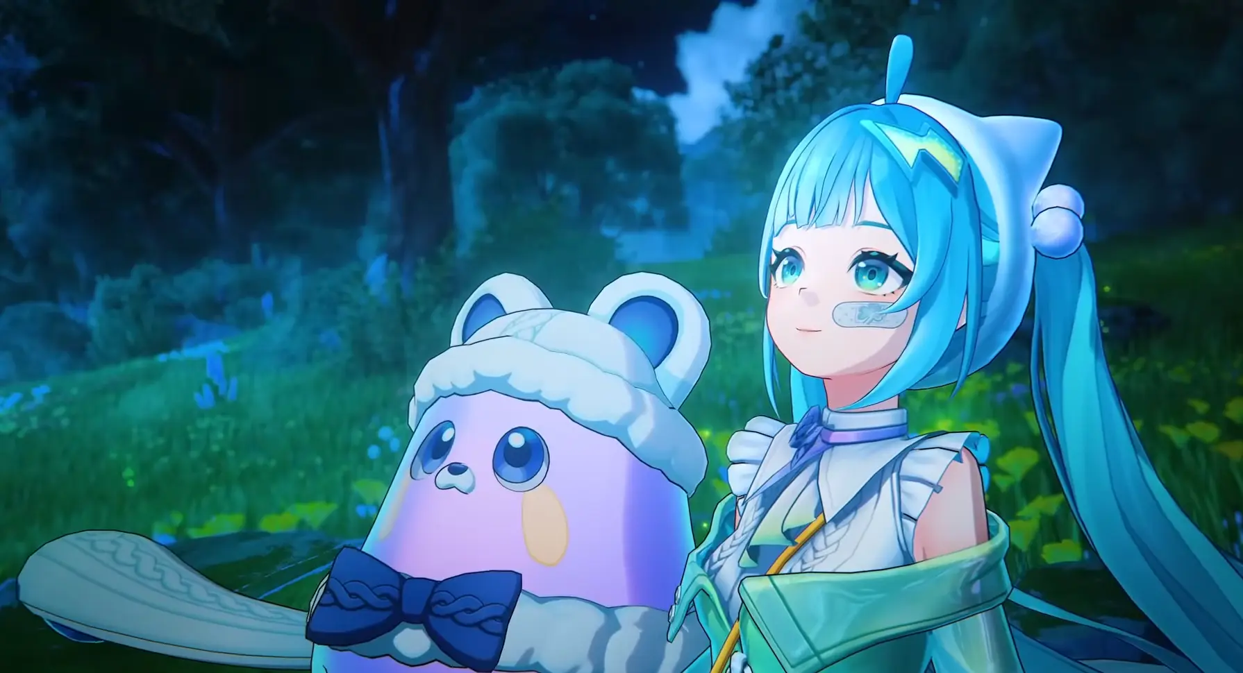 Arte de Honkai: Nexus Anima mostrando a Nanafey junto a criaturas en un entorno de estilo anime